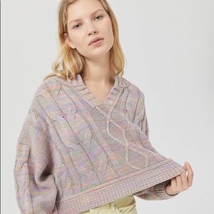 muti color crop sweater, worn once, fits M-L